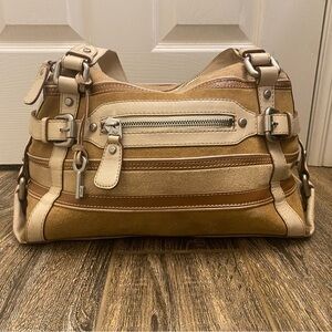 FOSSIL Vintage Key Reissue Tan & Brown Leather Satchel Shoulder Handbag